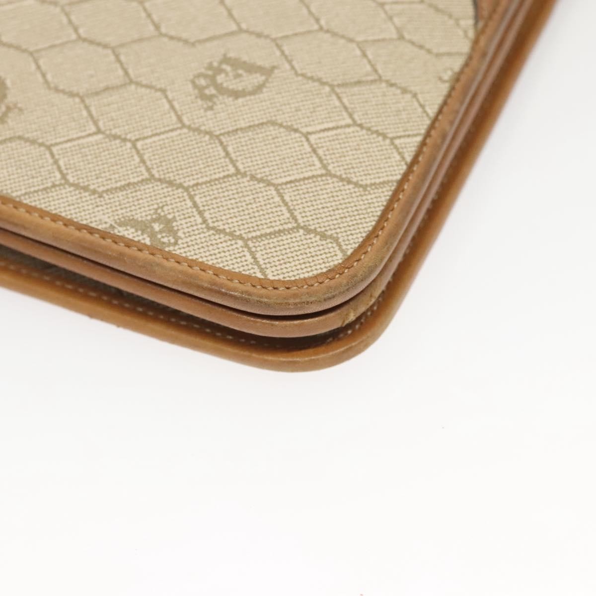 Christian Dior Vintage Honeycomb chain Canvas, BEIGE, CANVAS, Handbag