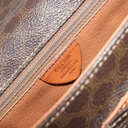 Celine Vintage Macadam Circle Logo Shoulder Bag Canvas and Leather, Brown, Canvas, Shoulder Bag