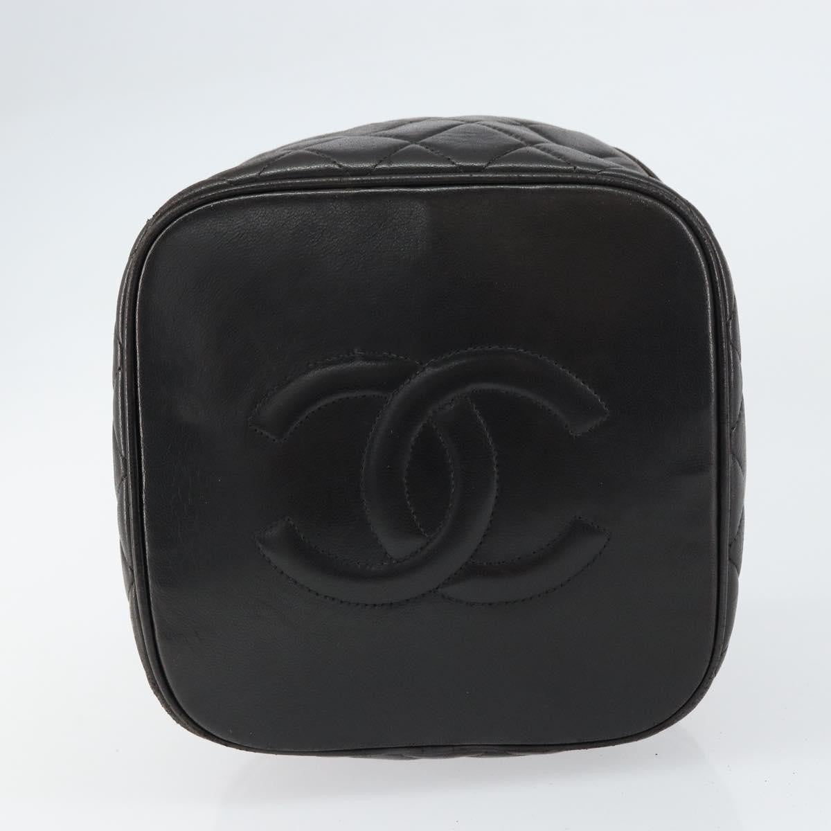 Chanel Vintage Cosmetic Case Quilted Lambskin, BLACK, LEATHER, Handbag