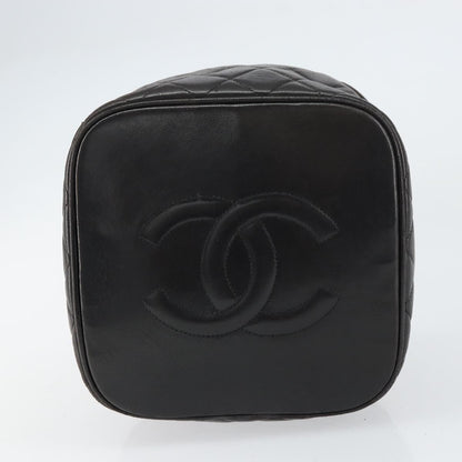 Chanel Vintage Cosmetic Case Quilted Lambskin, BLACK, LEATHER, Handbag