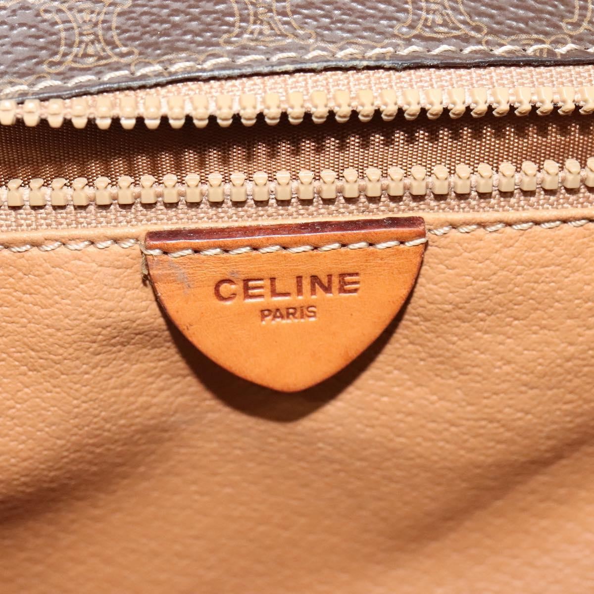 Celine Vintage Macadam Circle Logo Shoulder Bag Canvas and Leather, Brown, Canvas, Shoulder Bag