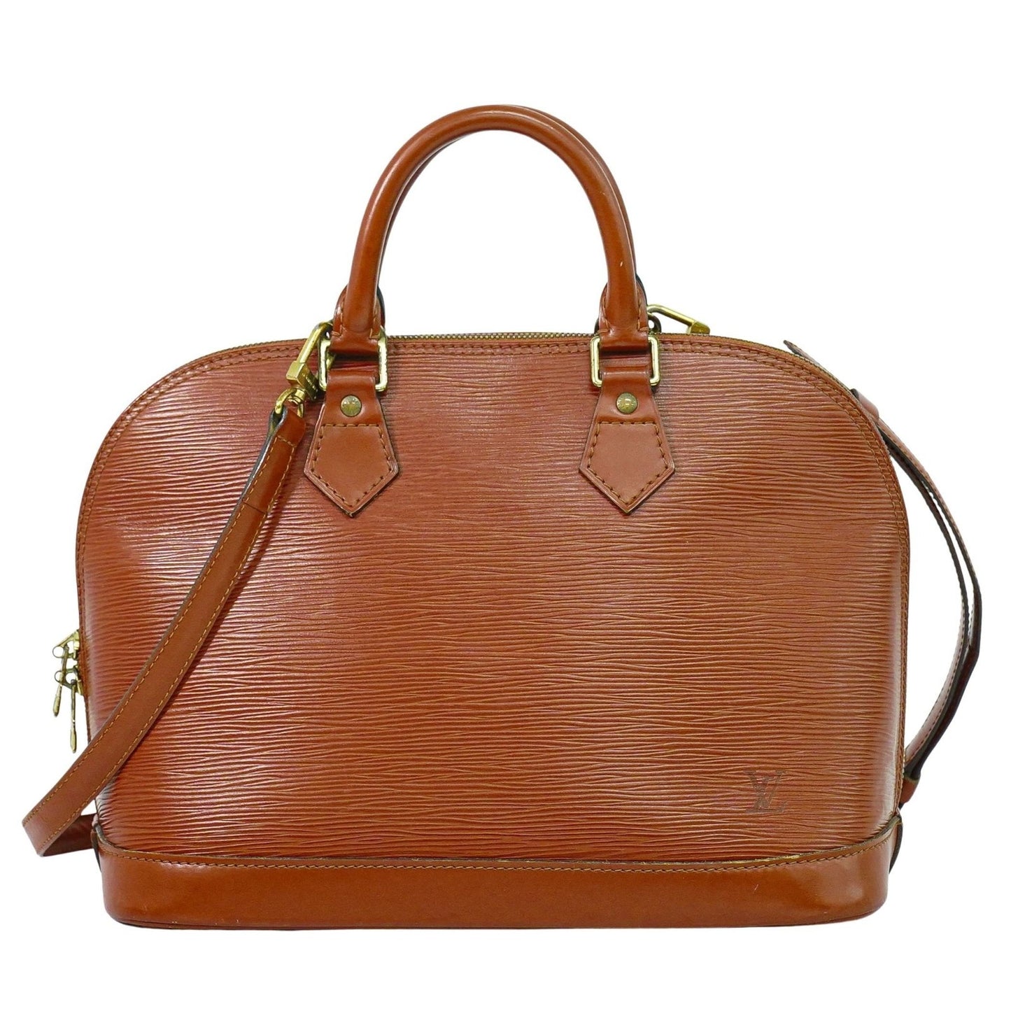 Louis Vuitton Alma Handbag Epi Leather, BROWN, LEATHER, Handbag