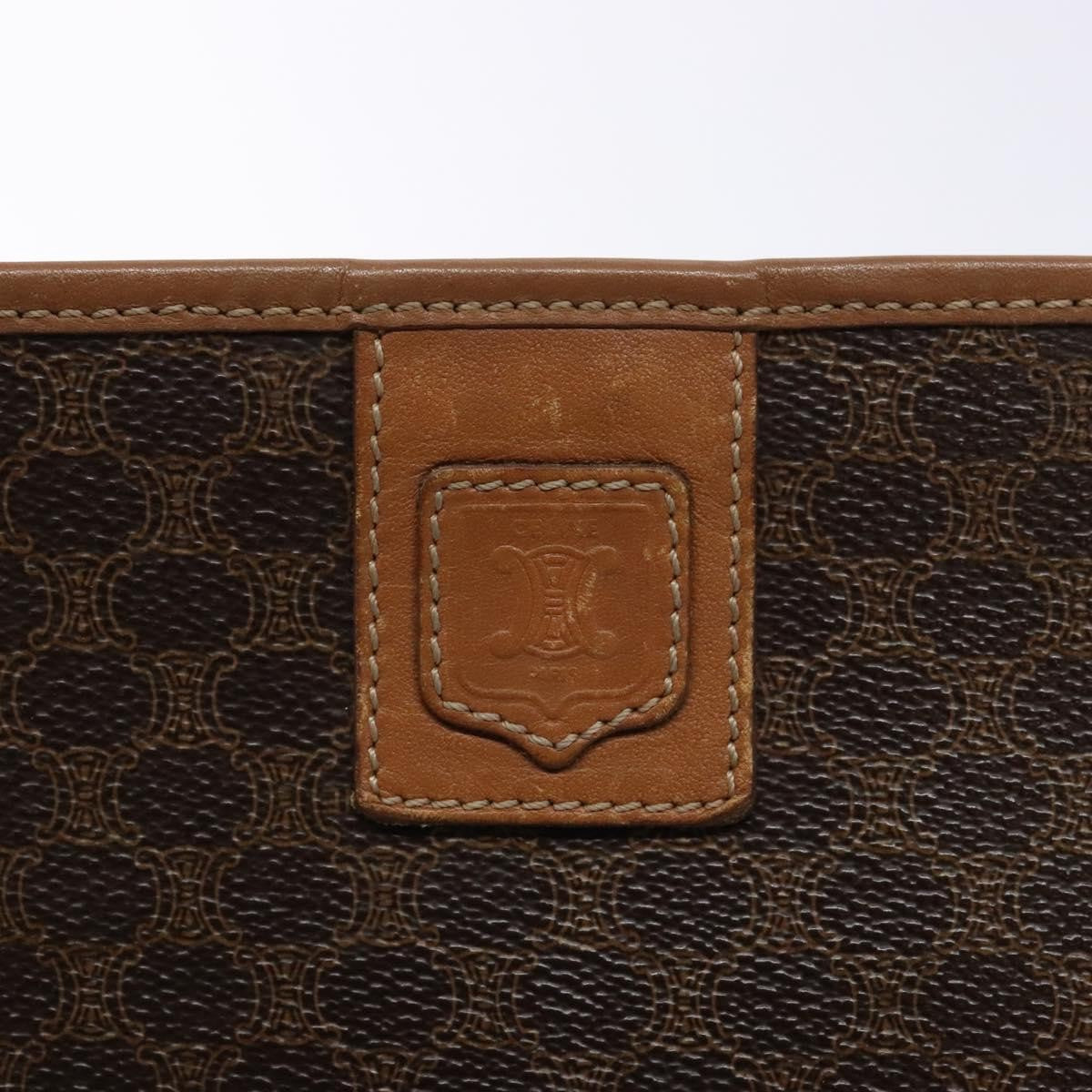 Celine Macadam Pochette Canvas and Leather, BROWN, CANVAS, Clutche & pouche