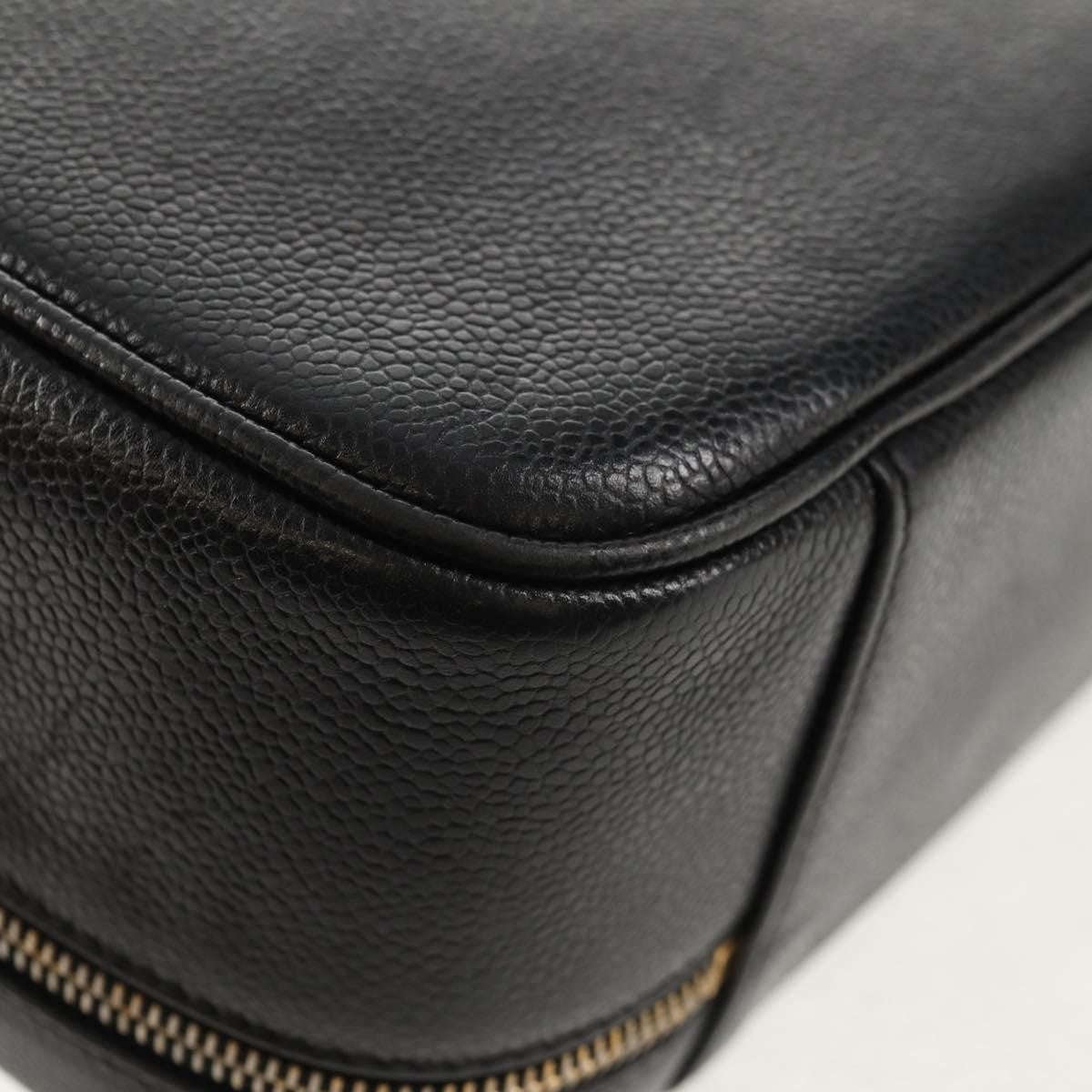 Chanel Vintage Timeless Zip Around Vanity Case Caviar, Black, Leather, Clutch