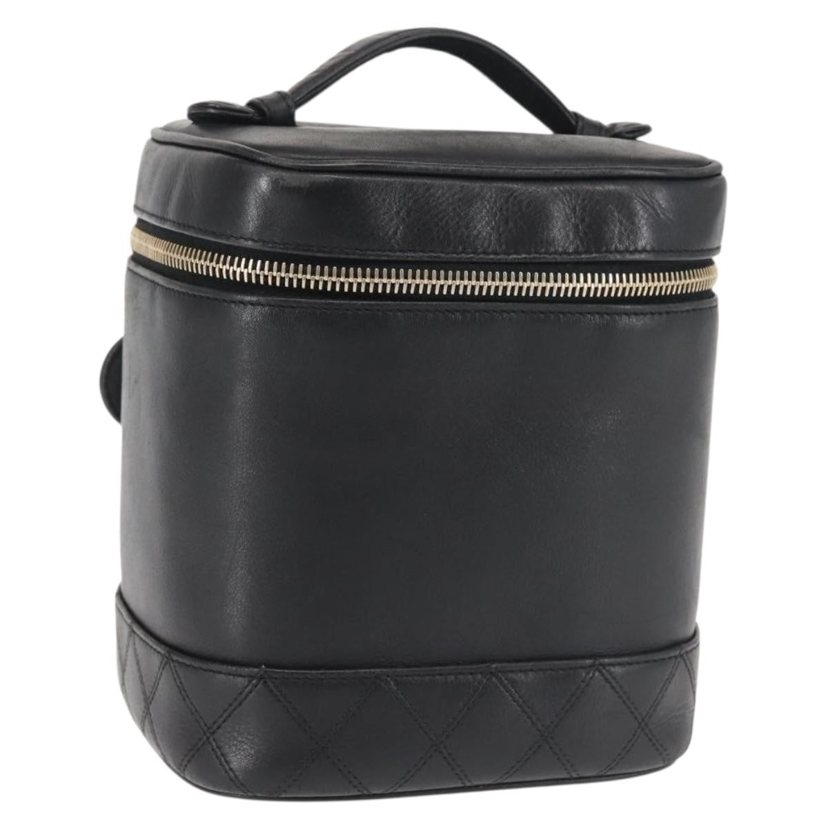 Chanel Vanity pouch Leather, BLACK, LEATHER, Toiletry Case