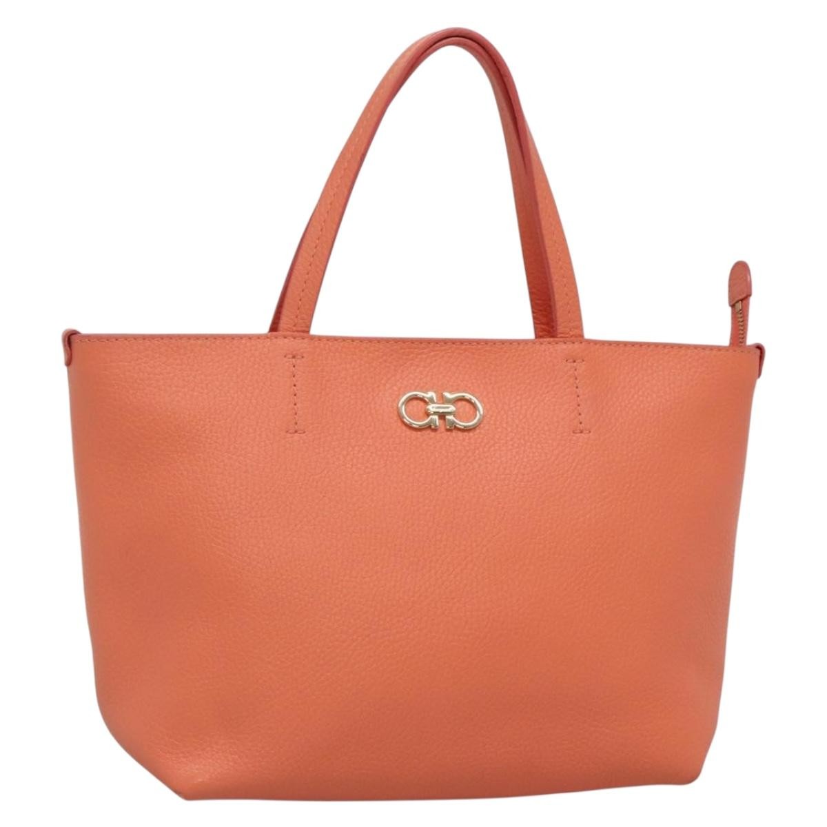 Salvatore Ferragamo Bice Tote Leather, ORANGE, LEATHER, Tote bag