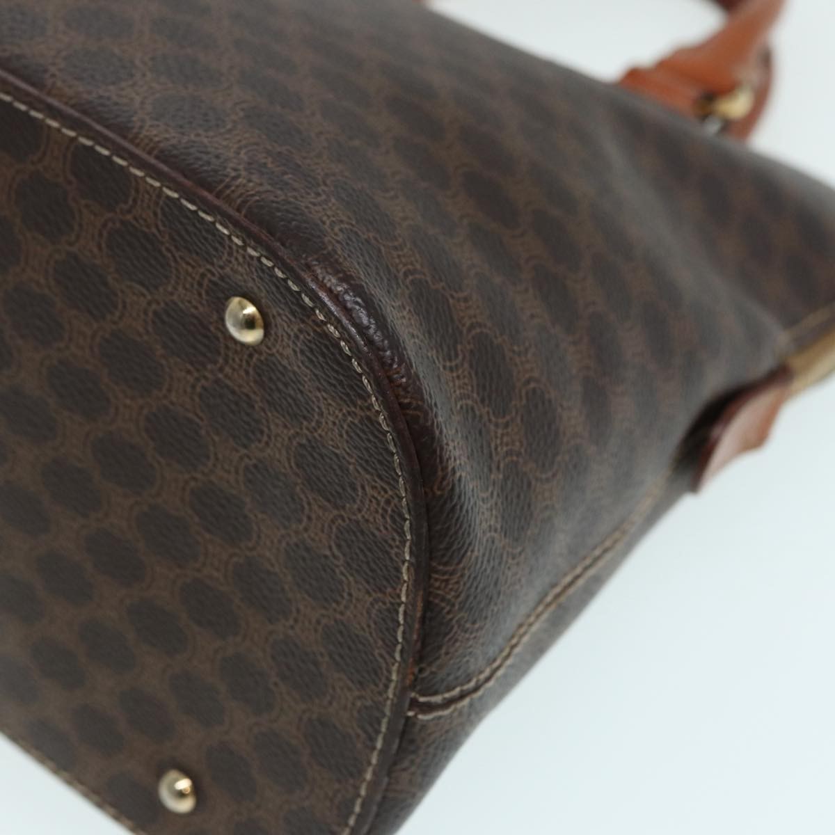 Celine Vintage Macadam Handbag Canvas, BROWN, CANVAS, Handbag
