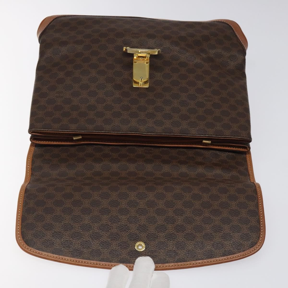 Celine Macadam Handbag Macadam with leather, BROWN, CANVAS, Handbag