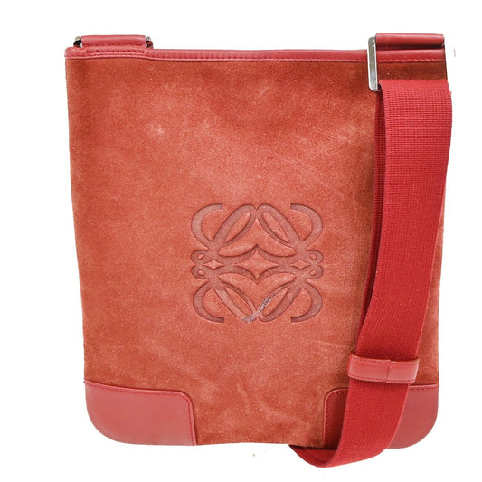 Loewe Anagram Shoulder Bag Suede, RED, SUEDE, Shoulder bag