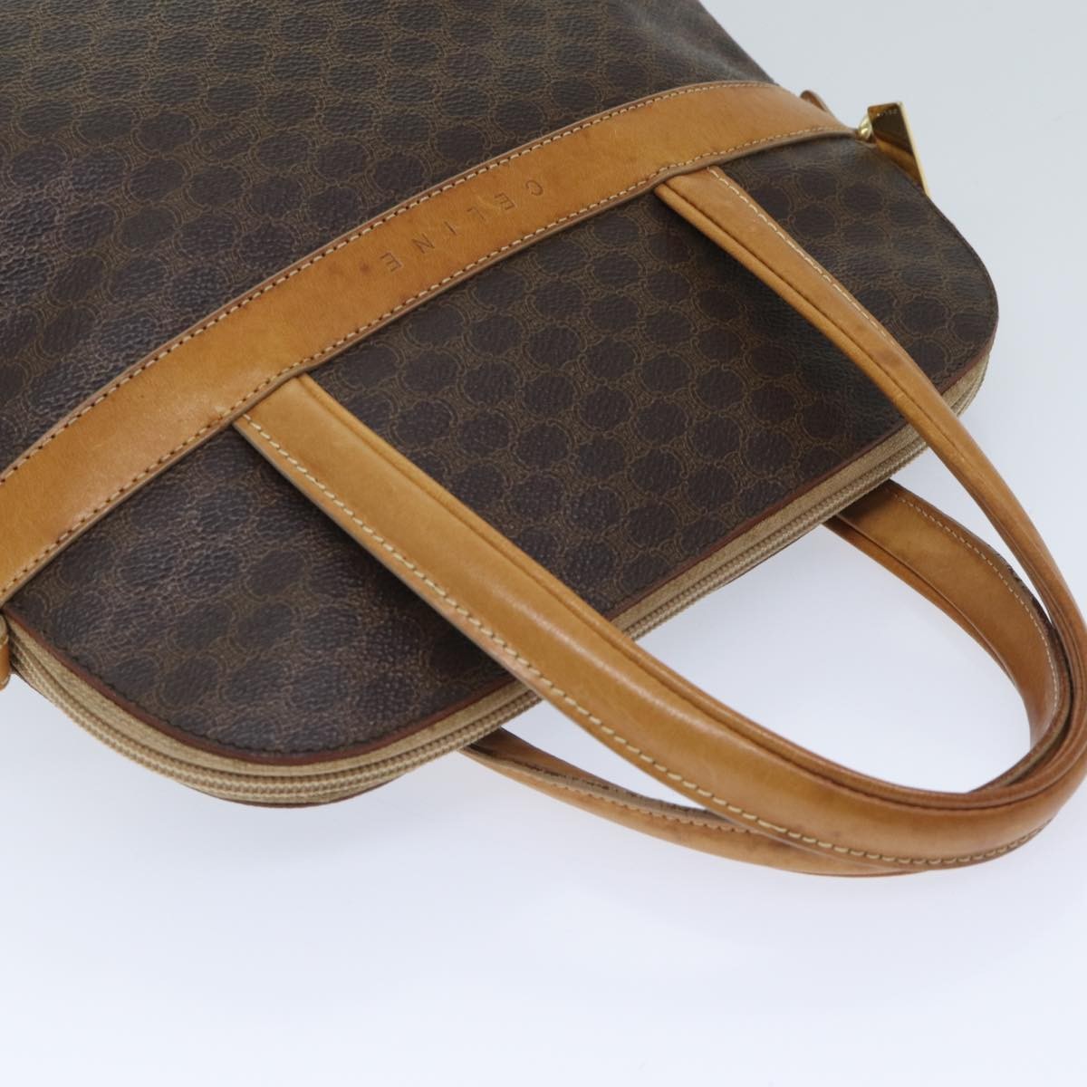 Celine Macadam Handbag Macadam with leather, BROWN, CANVAS, Handbag