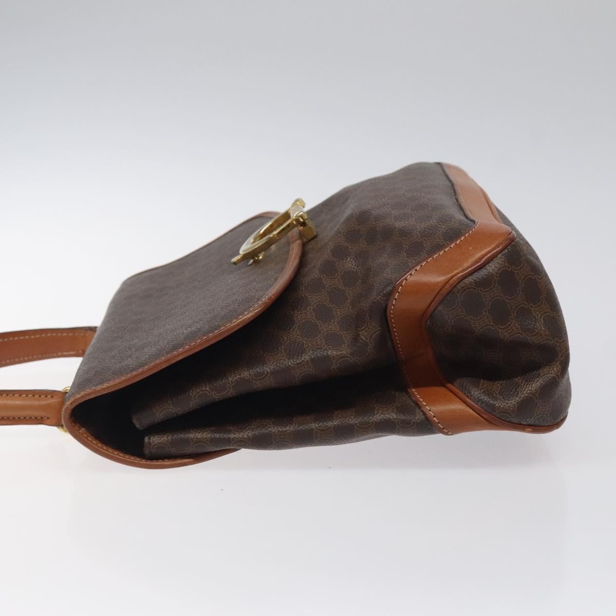 Celine Macadam Handbag Macadam with leather, BROWN, CANVAS, Handbag