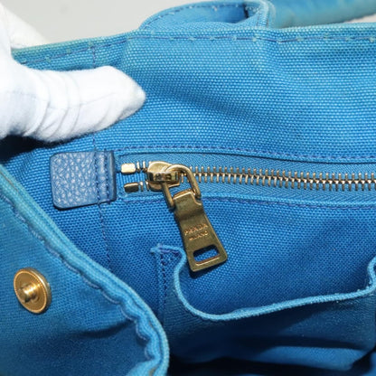 Prada Canapa Convertible Tote Canvas, BLUE, CANVAS, Tote bag