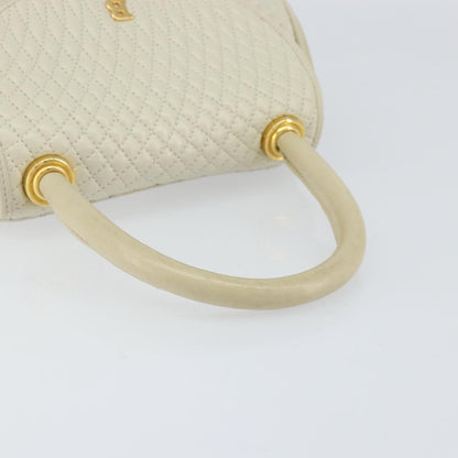 Bally Vintage Handbag Quilted Leather, White, Leather, Handbag