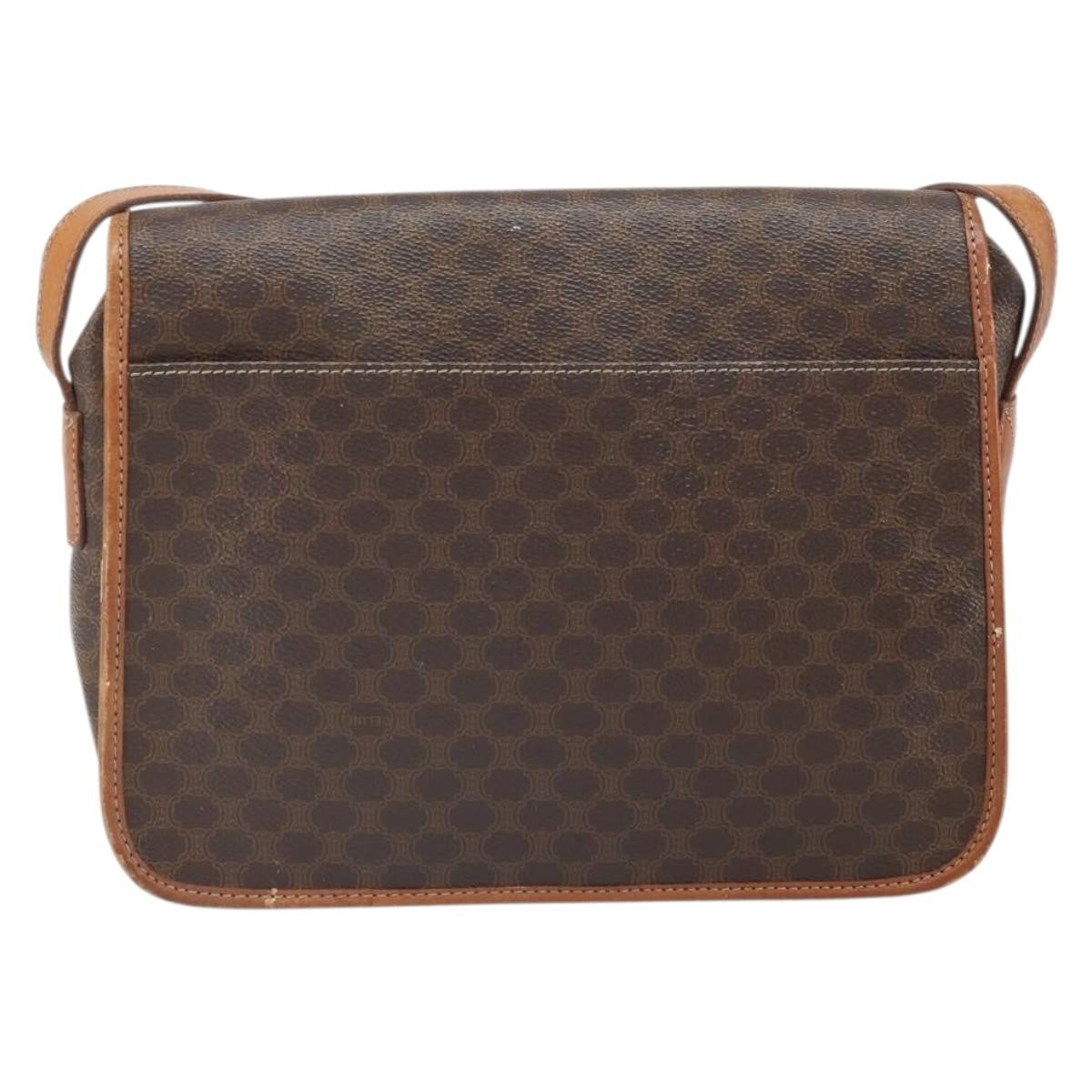 Celine Vintage Macadam Shoulder Bag Canvas and Leather, BROWN, CANVAS, Shoulder bag