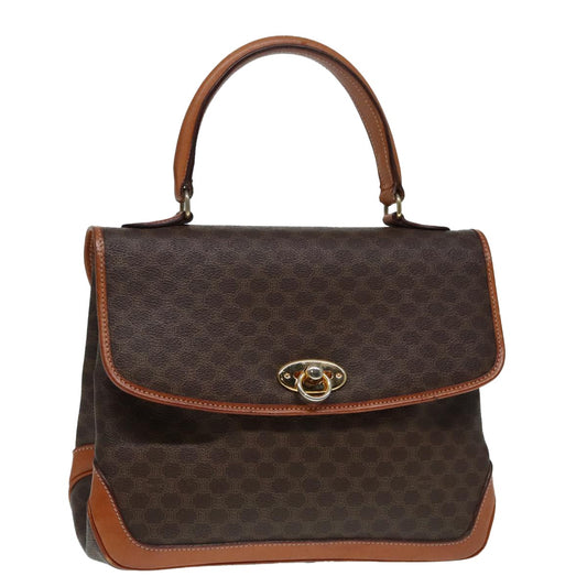 Celine Vintage Macadam Handbag Canvas and Leather, BROWN, CANVAS, Handbag