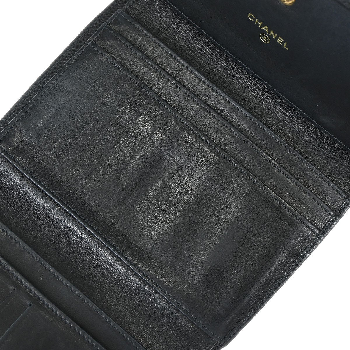 Chanel Timeless CC French Wallet Caviar, Black, Calfskin, Wallet