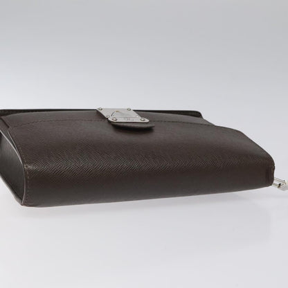 Louis Vuitton Belaia Clutch Taiga Leather, BROWN, LEATHER, Clutche & pouche
