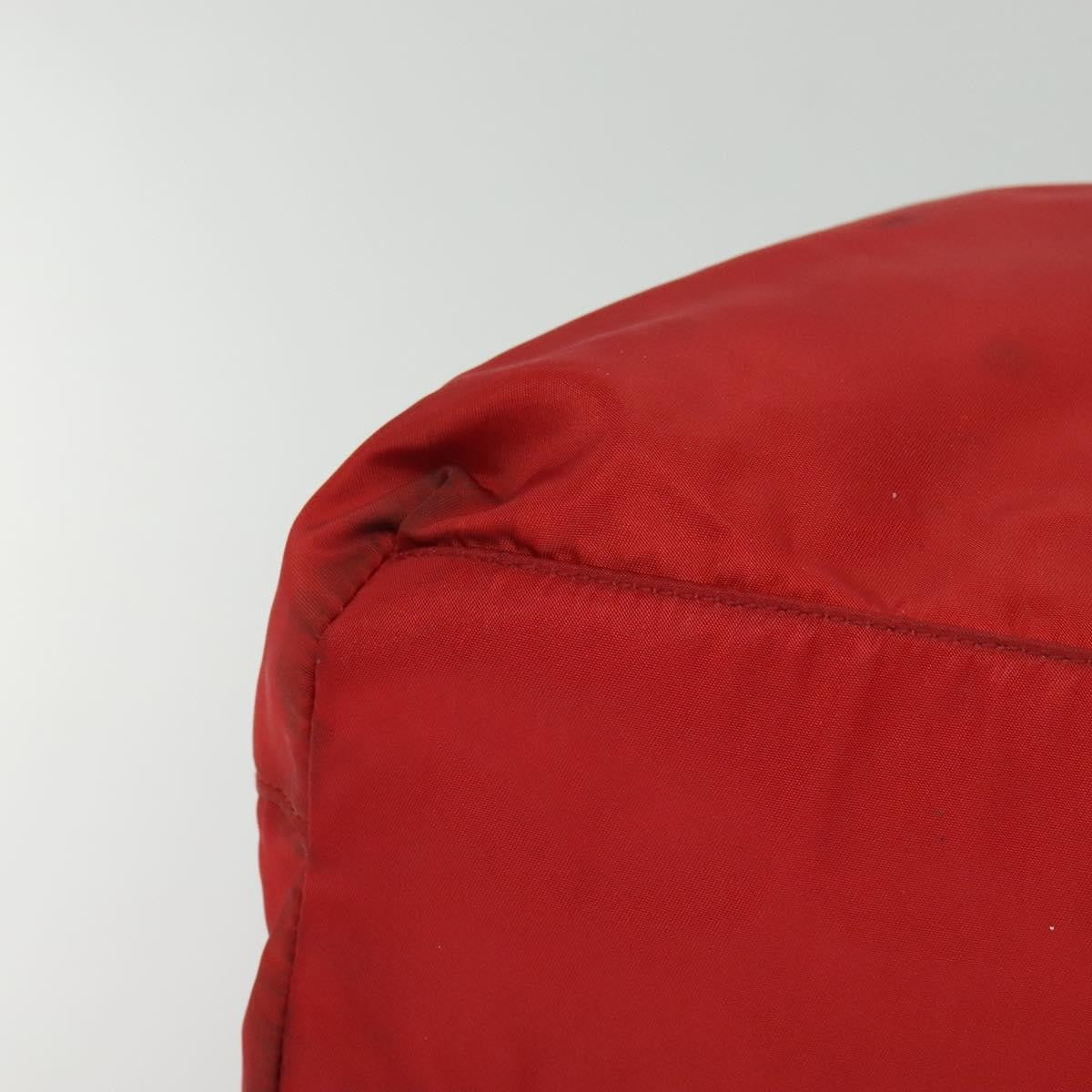 Prada Convertible Metal Handle Satchel Quilted Tessuto, RED, NYLON, Tote bag