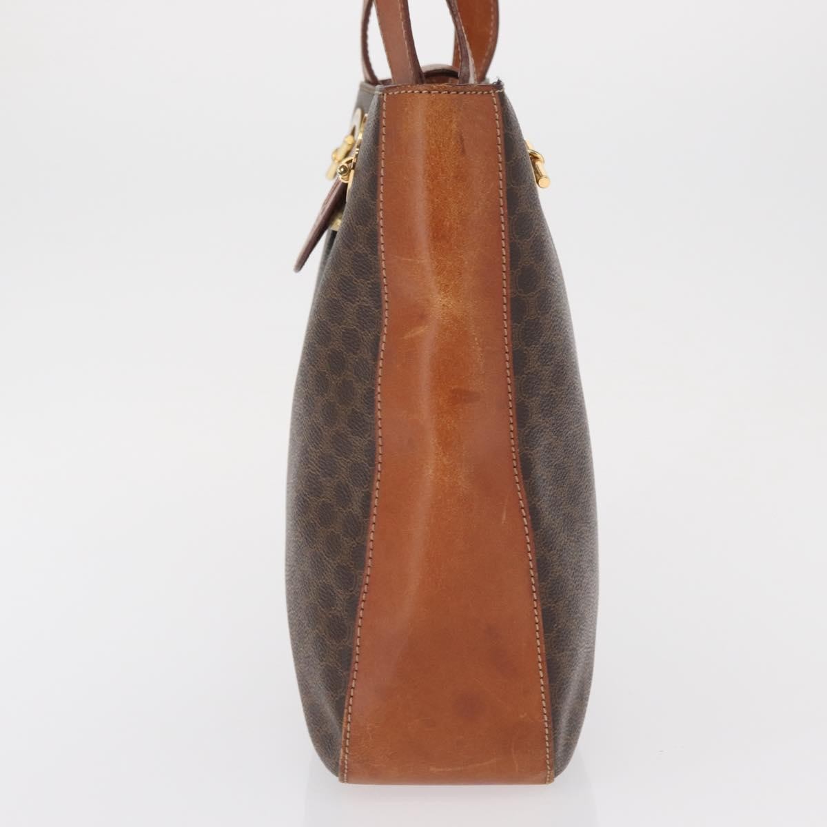Celine Vintage Macadam Shoulder Bag Canvas and Leather, BROWN, CANVAS, Shoulder bag