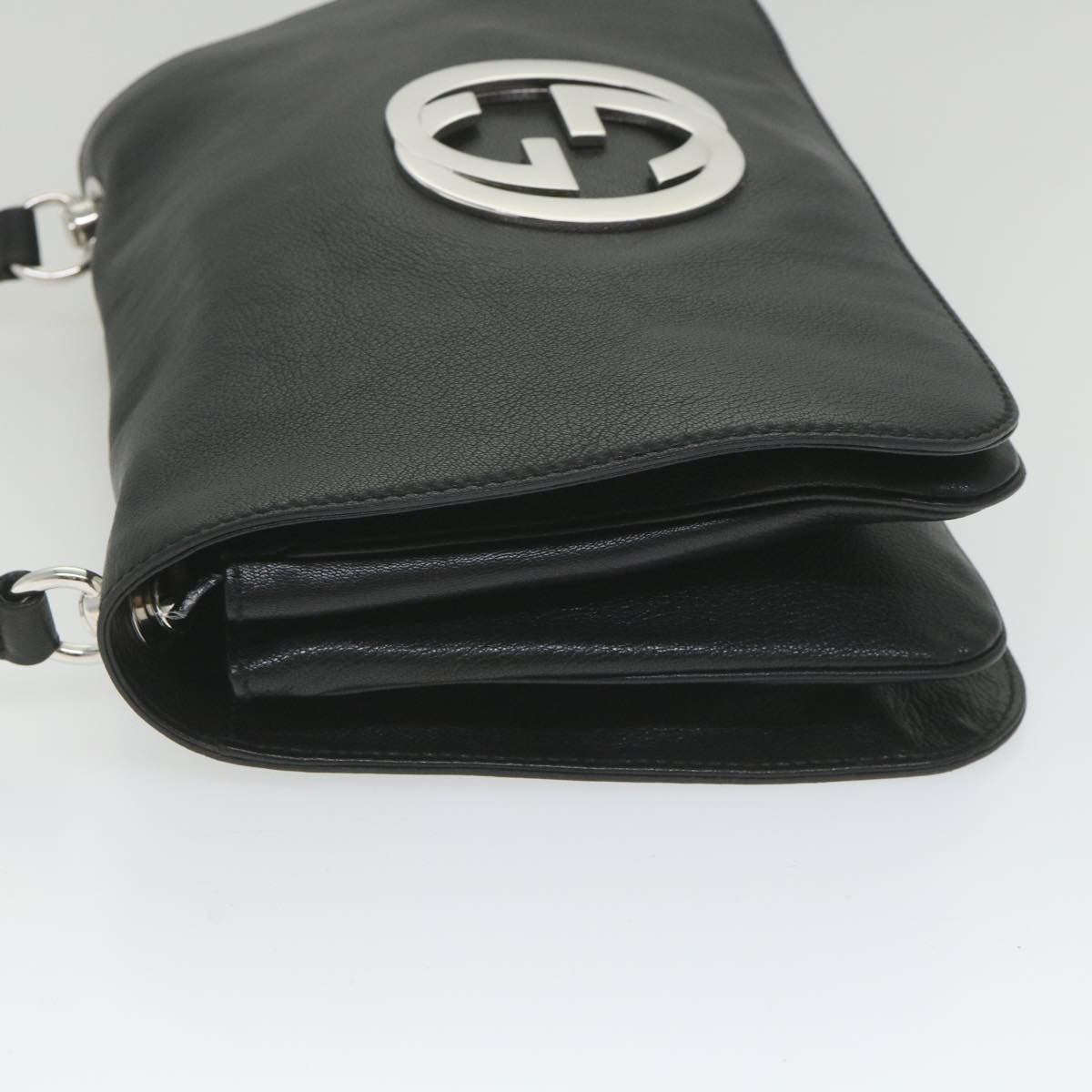 Gucci Blondie Flap Bag Leather, Black, Leather, Shoulder Bag