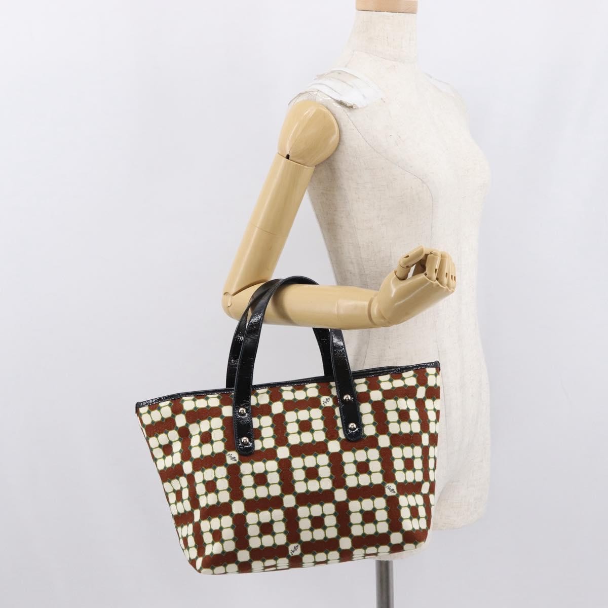 Bally Vintage Handbag Canvas, Brown, Canvas, Handbag