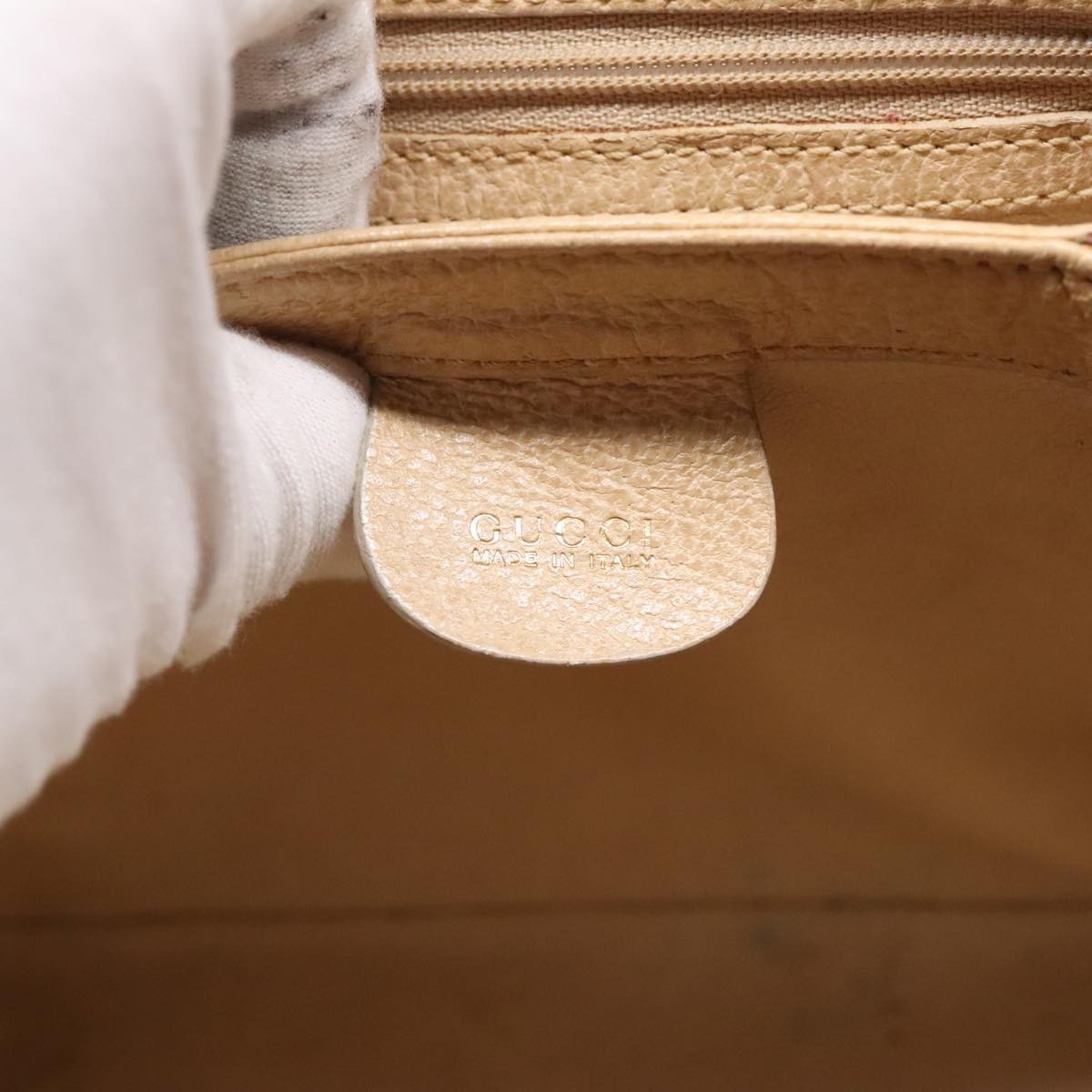 Gucci Vintage Convertible Bamboo Box Crossbody Bag Leather, Beige, Leather, Handbag