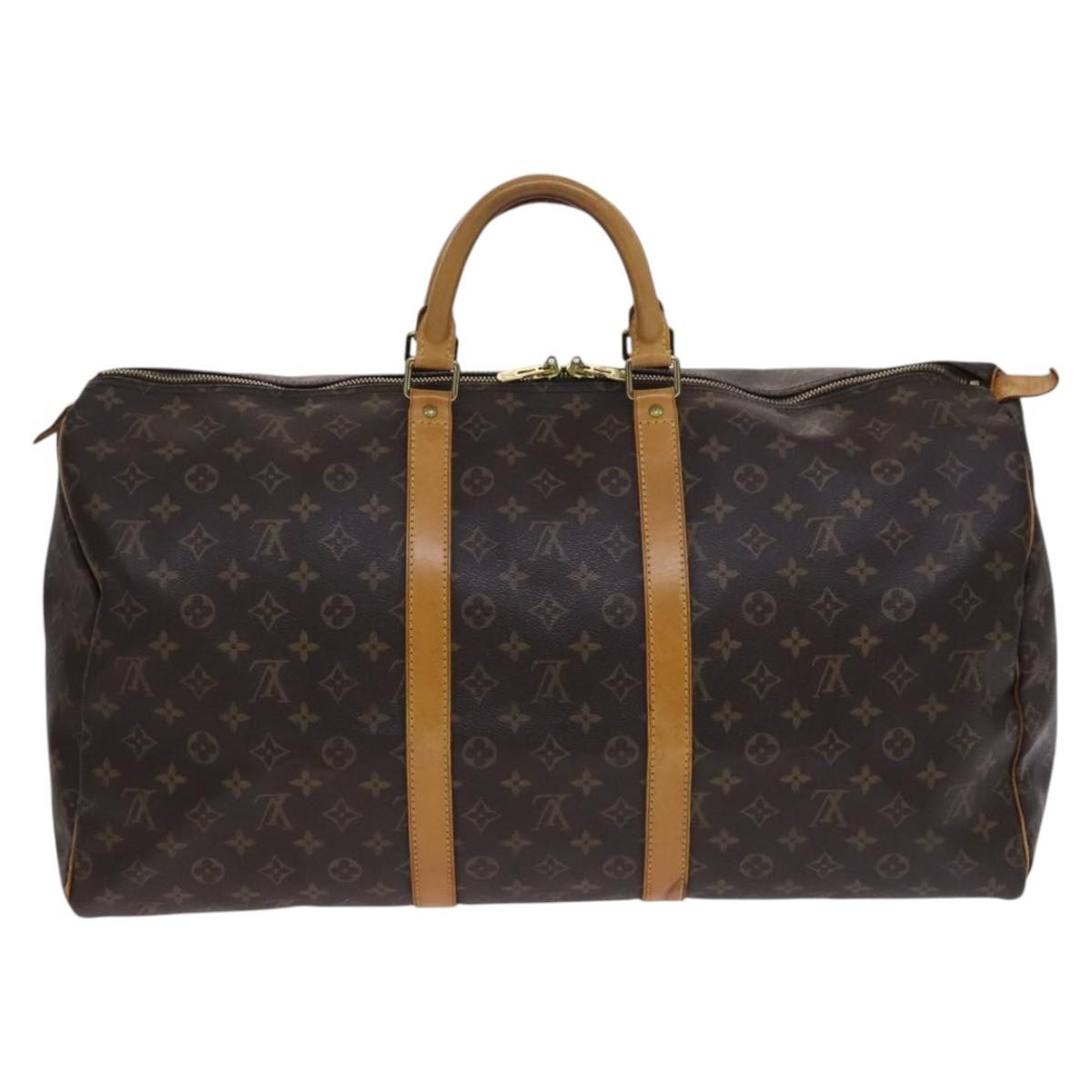 Louis Vuitton Keepall Bag Monogram Canvas, BROWN, CANVAS, Travel bag