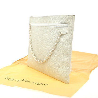 Louis Vuitton Pochette A4 Monogram Taurillon Leather, WHITE, LEATHER, Clutche & pouche
