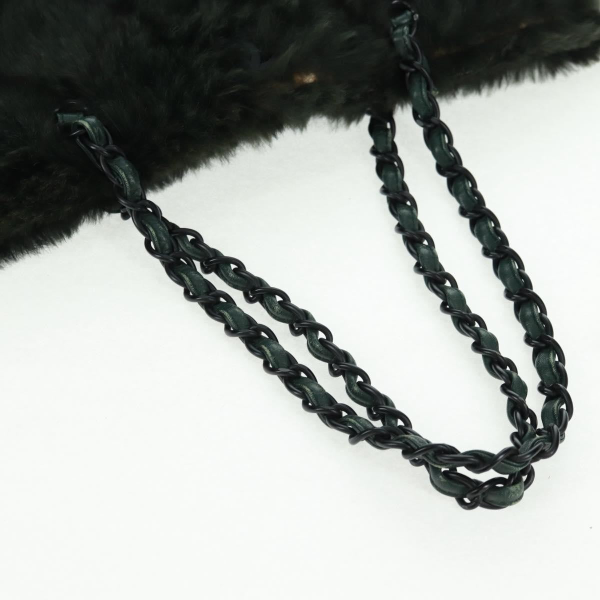 Chanel Chain Tote Lapin Fur, GREEN, FUR, Tote bag