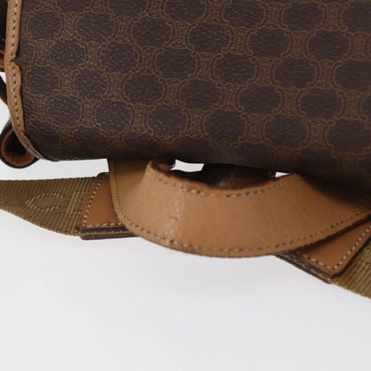Celine Vintage Macadam Backpack Canvas and Leather, BROWN, CANVAS, Backpack