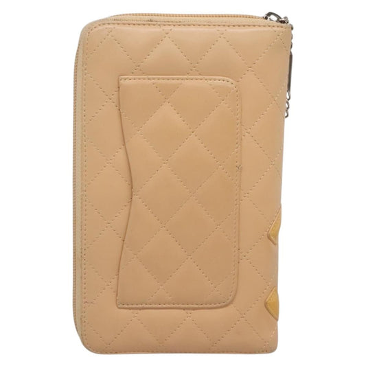 Chanel Cambon Zip Around Organizer Wallet Quilted Lambskin, ORANGE, LEATHER, Wallets