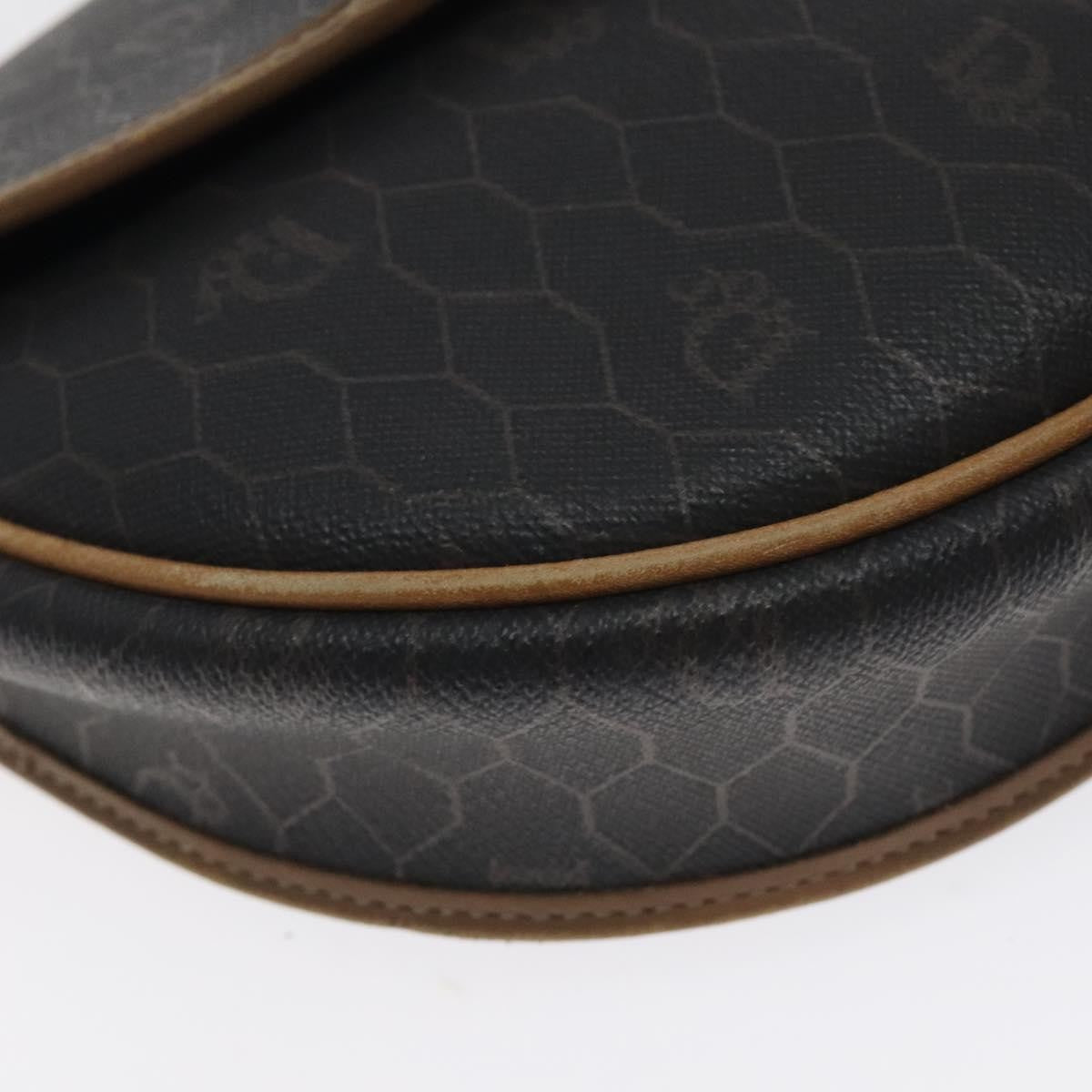 Christian Dior Vintage Honeycomb Flap Crossbody Bag Coated Canvas, BLACK, CANVAS, Crossbody bag