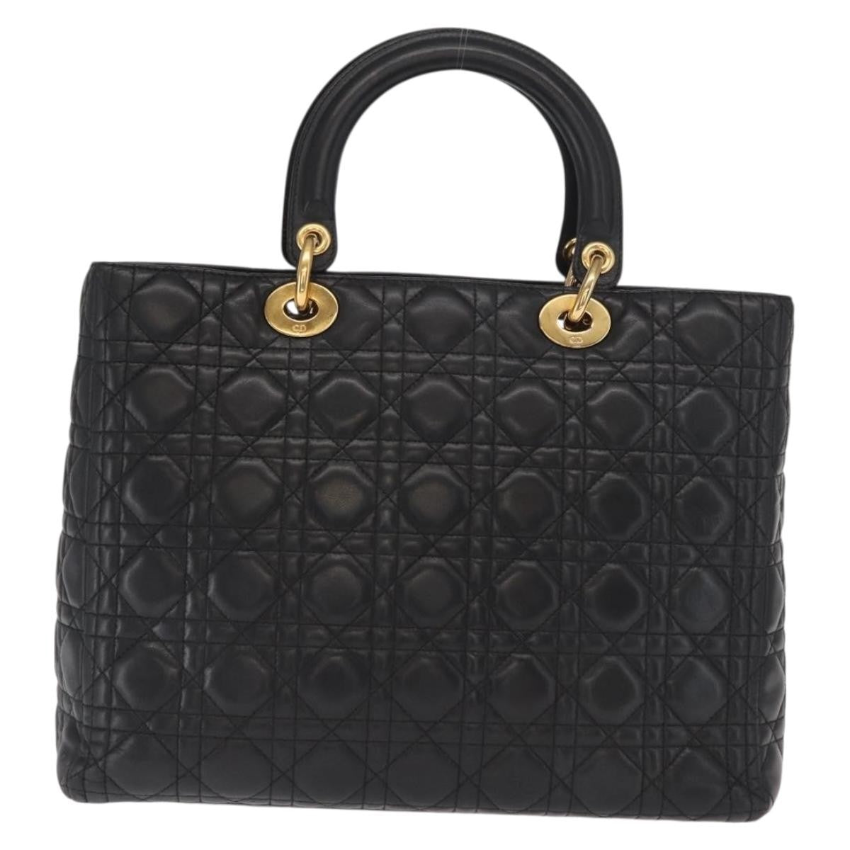Christian Dior Lady Dior Bag Leather, BLACK, LEATHER, Handbag
