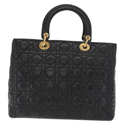 Christian Dior Lady Dior Bag Leather, BLACK, LEATHER, Handbag