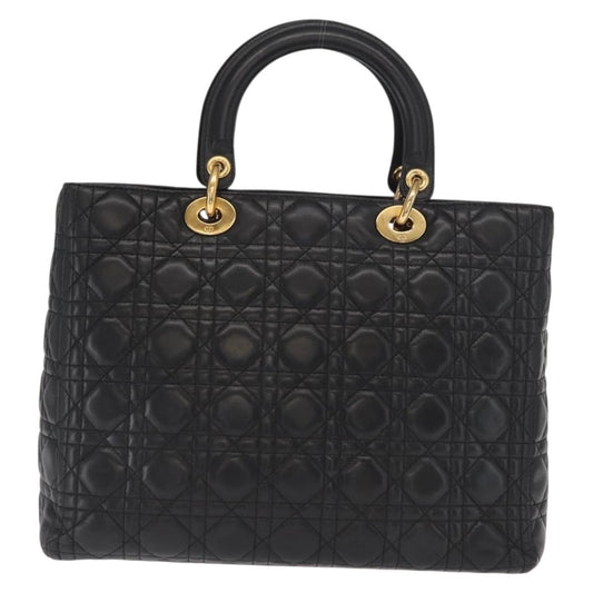 Christian Dior Lady Dior Bag Leather, BLACK, LEATHER, Handbag
