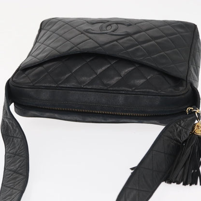 Chanel Vintage Front Pocket Camera Bag Leather, Black, Leather, Shoulder Bag