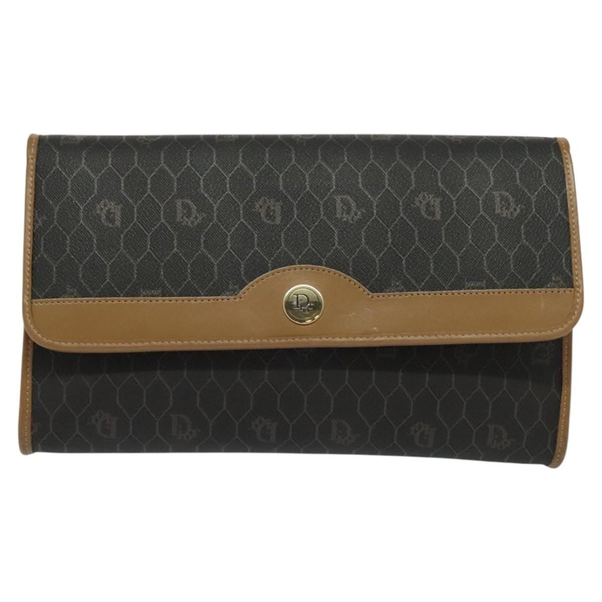 Christian Dior Vintage Honeycomb chain Canvas, BLACK, CANVAS, Handbag