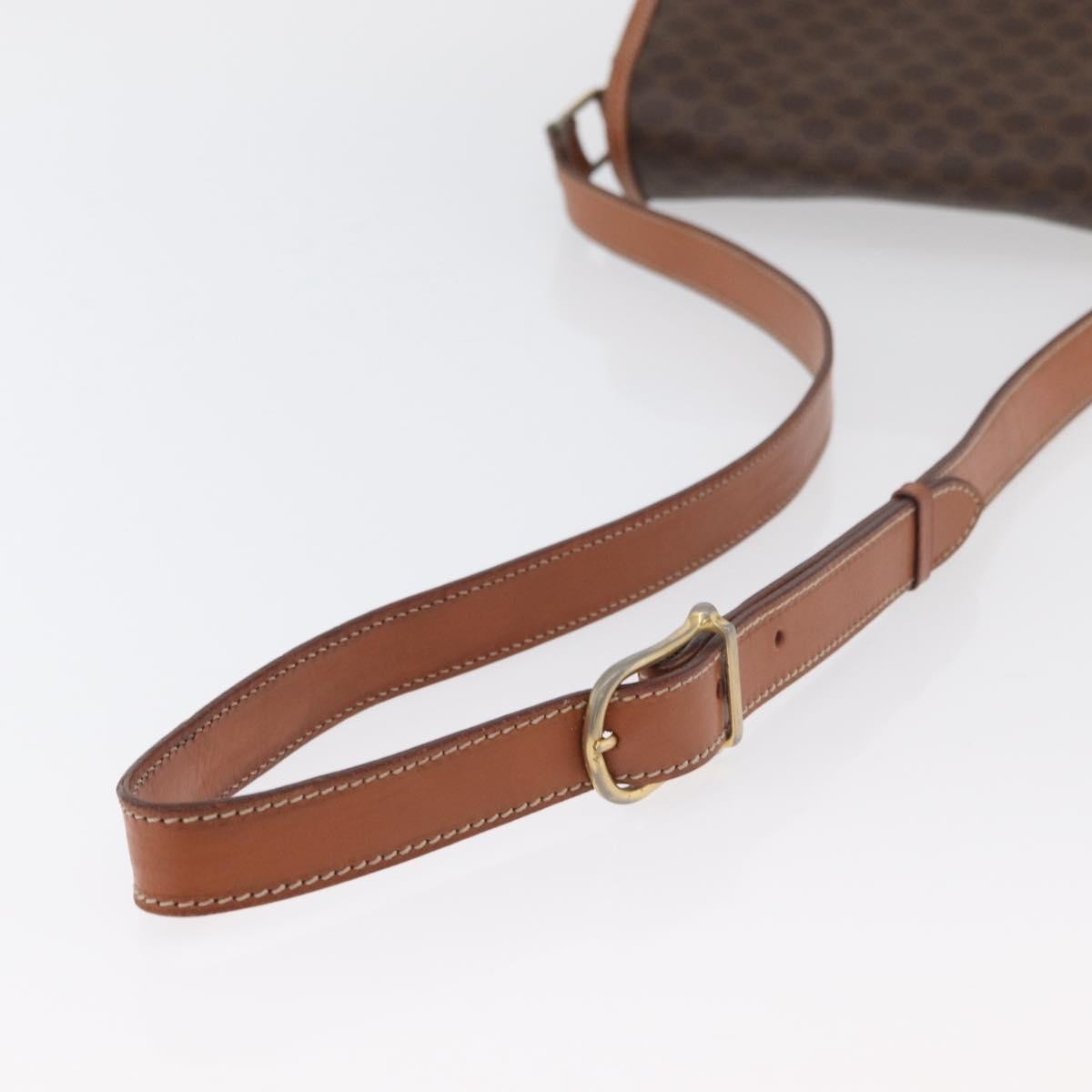 Celine Vintage Macadam Shoulder Bag Canvas and Leather, Brown, Canvas, Handbag