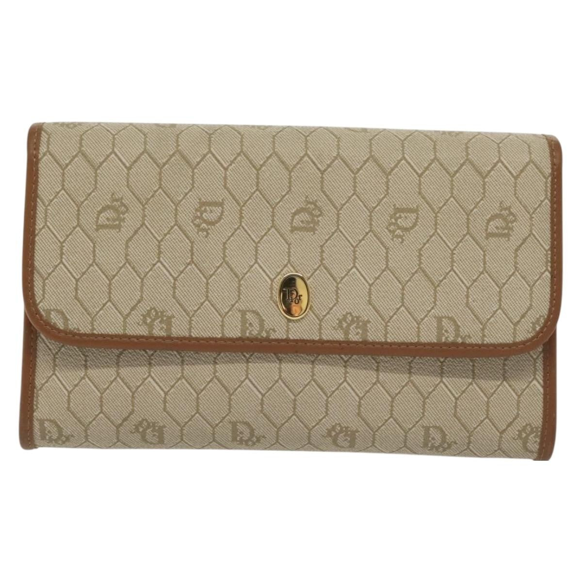 Christian Dior Vintage Honeycomb chain Canvas, BEIGE, CANVAS, Handbag