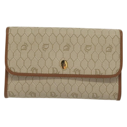 Christian Dior Vintage Honeycomb chain Canvas, BEIGE, CANVAS, Handbag