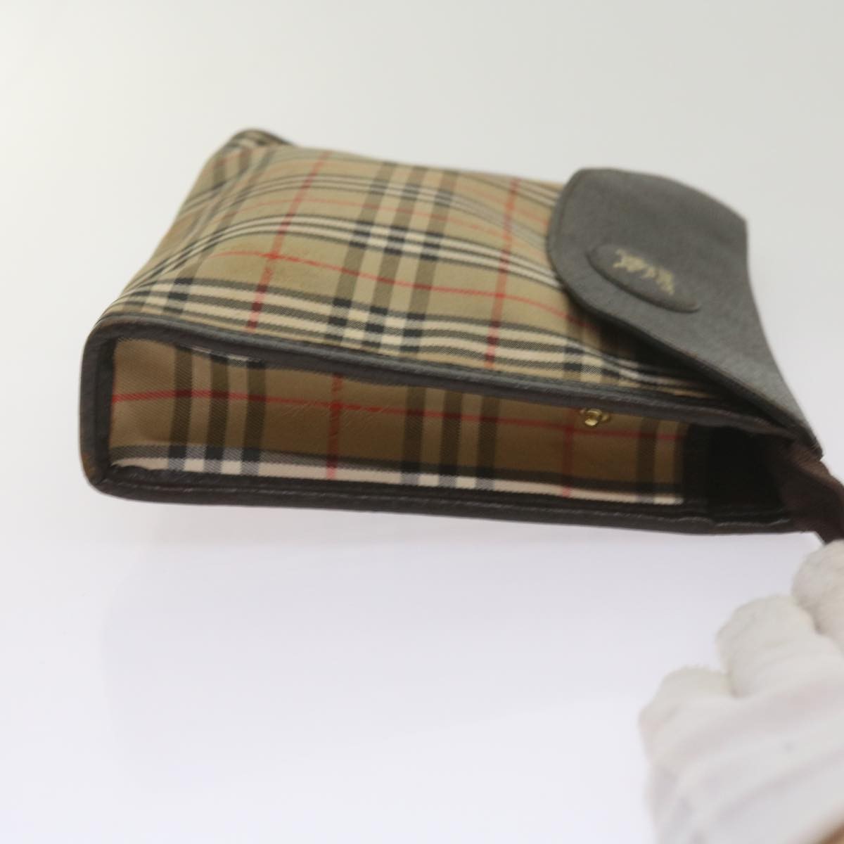 Burberry Nova check Pochette Canvas, BEIGE, CANVAS, Clutche & pouche