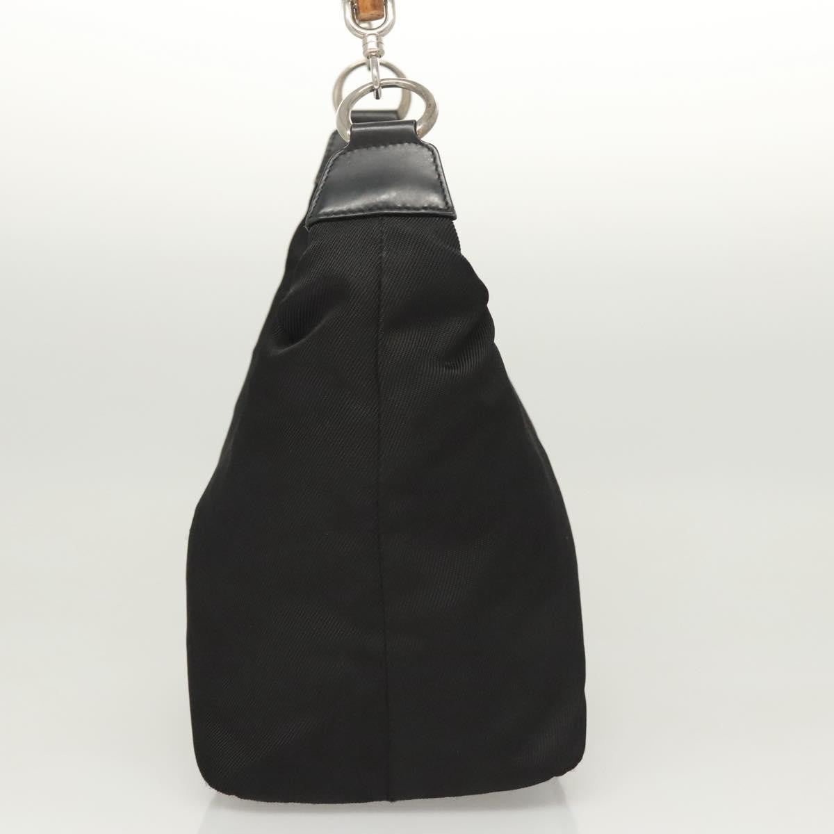 Gucci Vintage Bamboo Hobo Nylon, BLACK, NYLON, Handbag