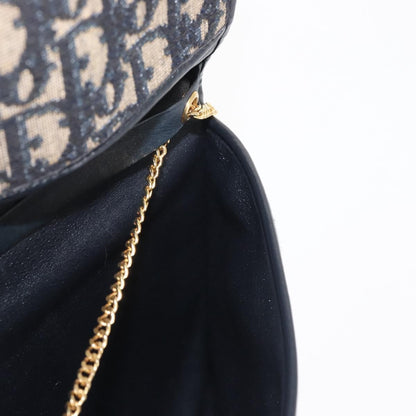 Christian Dior Vintage Trotter Flap Shoulder Bag Canvas, NAVY, CANVAS, Shoulder bag