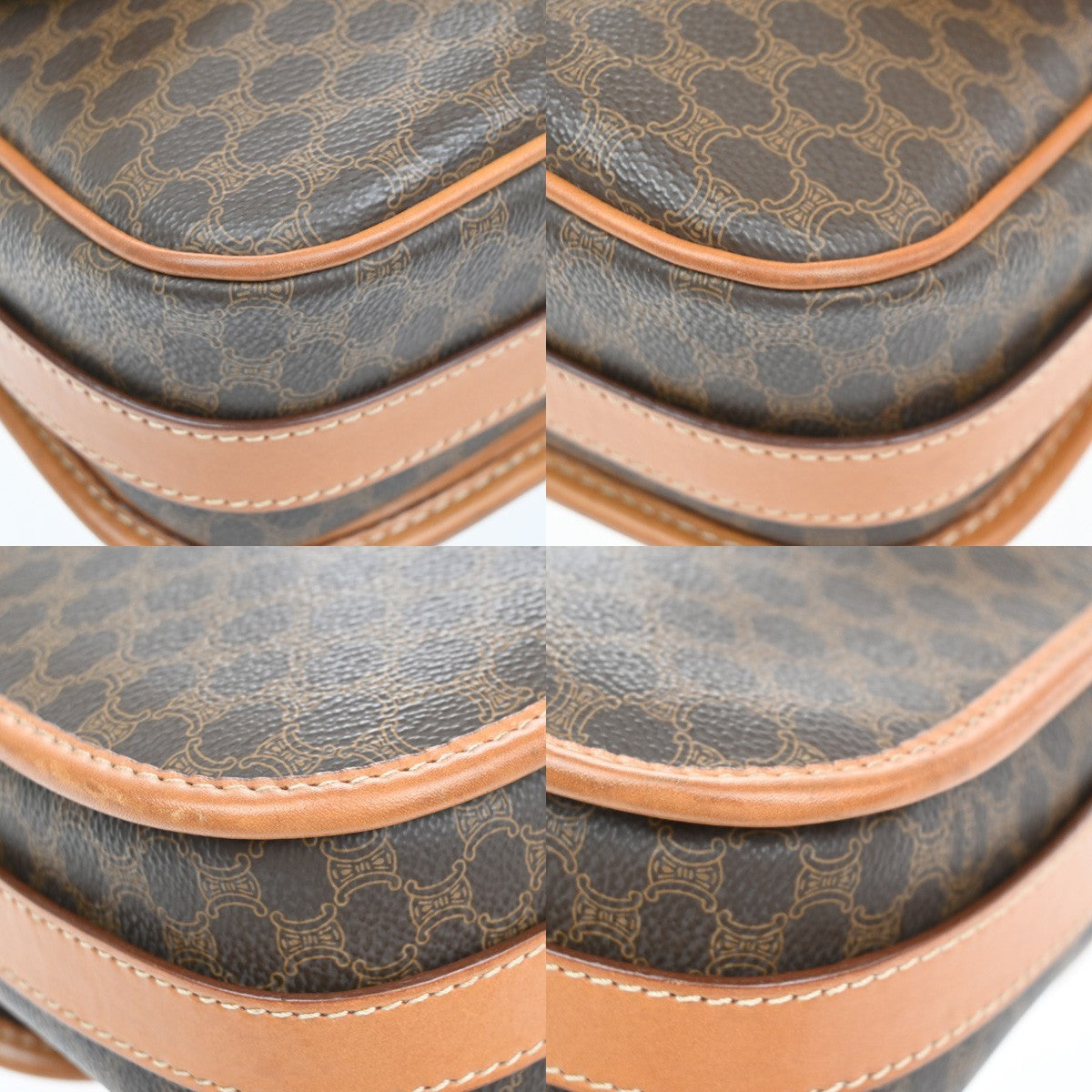 Celine Vintage Macadam Shoulder Bag Canvas and Leather, Brown, PVC, Shoulder Bag
