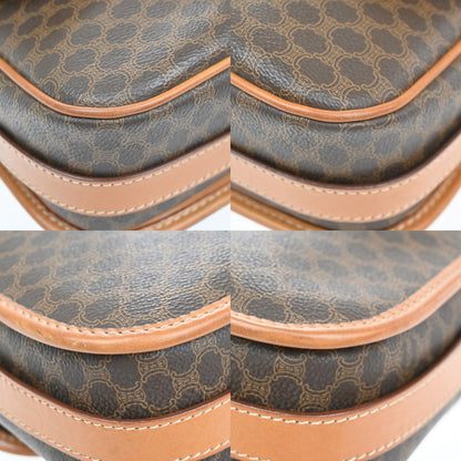 Celine Vintage Macadam Shoulder Bag Canvas and Leather, Brown, PVC, Shoulder Bag