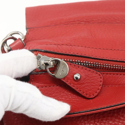 Salvatore Ferragamo Sofia Satchel Grainy Leather, RED, LEATHER, Handbag