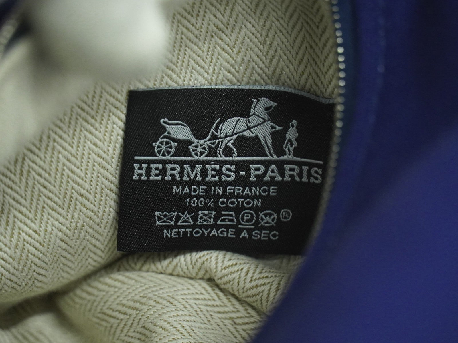 Hermes Bride à Brac Wool, NAVY, CANVAS, Handbag