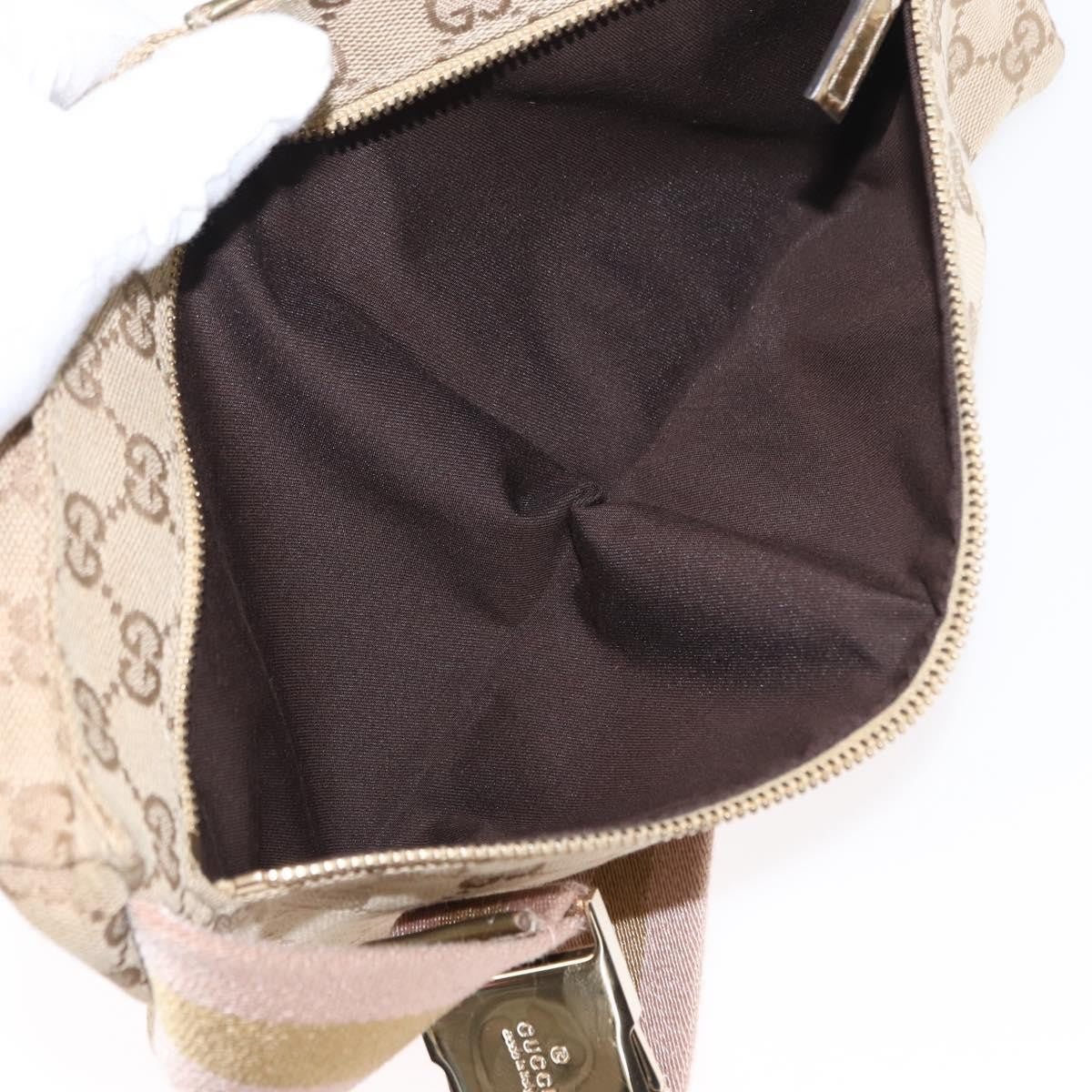 Gucci Vintage Double Belt Bag GG Canvas with Leather, BEIGE, CANVAS, Shoulder bag