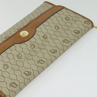 Christian Dior Vintage Honeycomb chain Canvas, BEIGE, CANVAS, Handbag