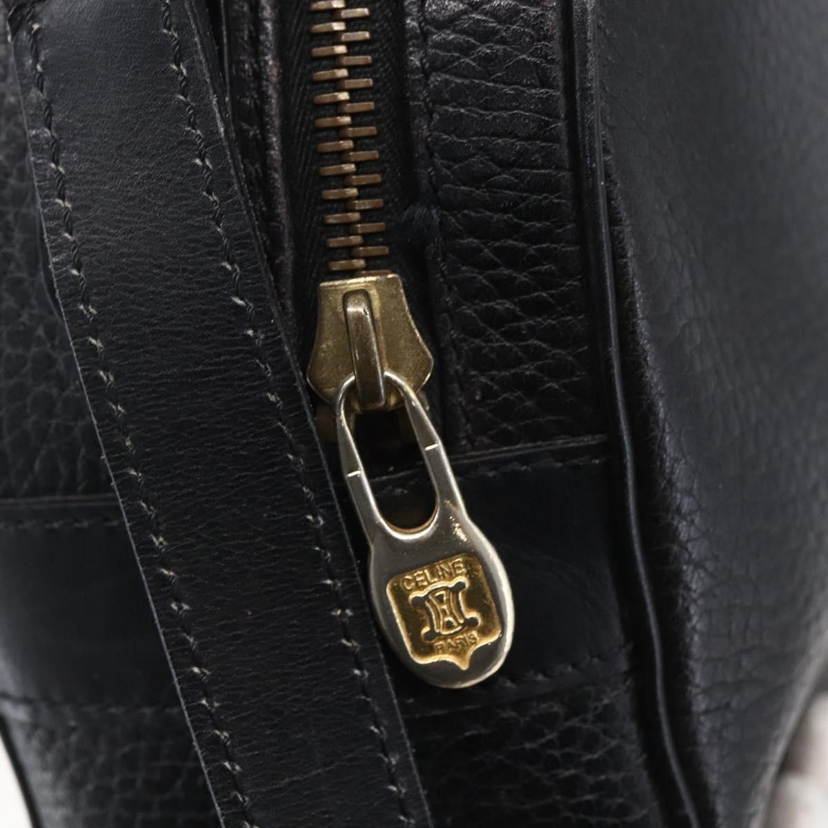 Celine Vintage Triomphe Shoulder Bag Leather, BLACK, LEATHER, Shoulder bag